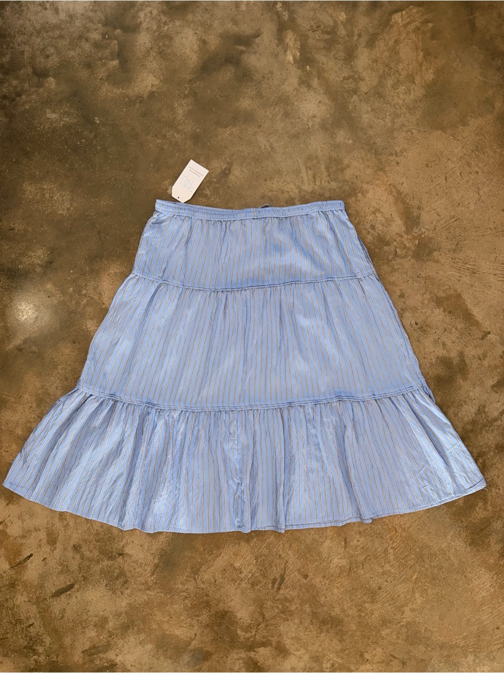 NWT Time and Tru Blue Stripe Tiered Midi Skirt XL 16-18 Boho - Picture 2 of 10